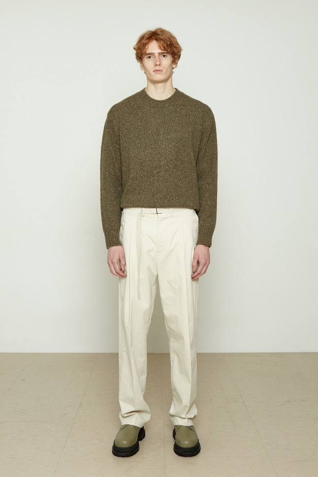 HENRY 2-TUCK BELTED PANTS_IVORY