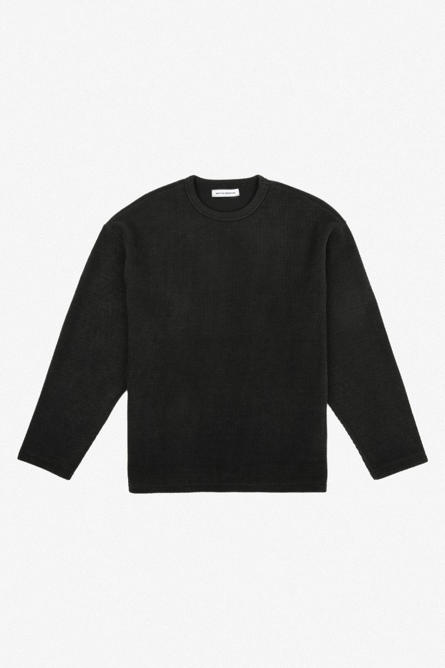 KNITTED TEXTURE LONG SLEEVE_BLACK